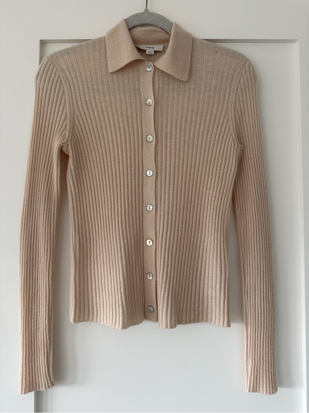 Vince Ribbed Cashmere Blend Collared Cardigan Sweater XS